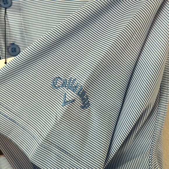 Callaway Blue Striped Golf Polo Shirt with Embroidered Logo XL - Picture 5 of 8